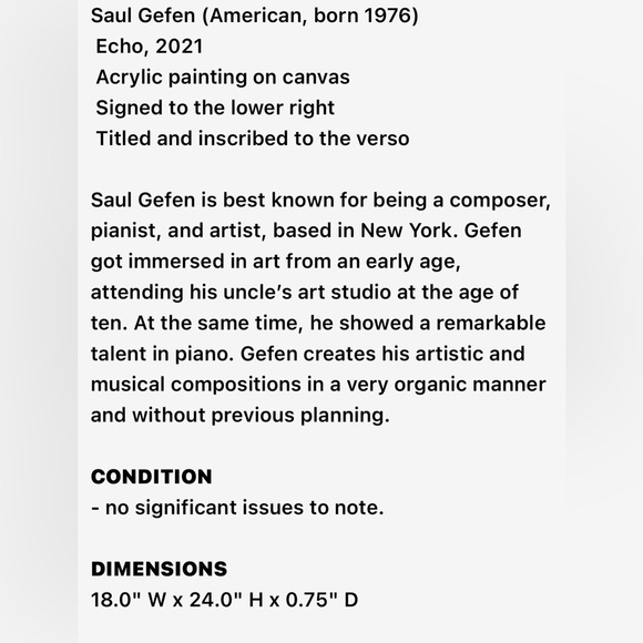 Abstract Canvas Painting by Saul Gefen - Picture 3 of 3